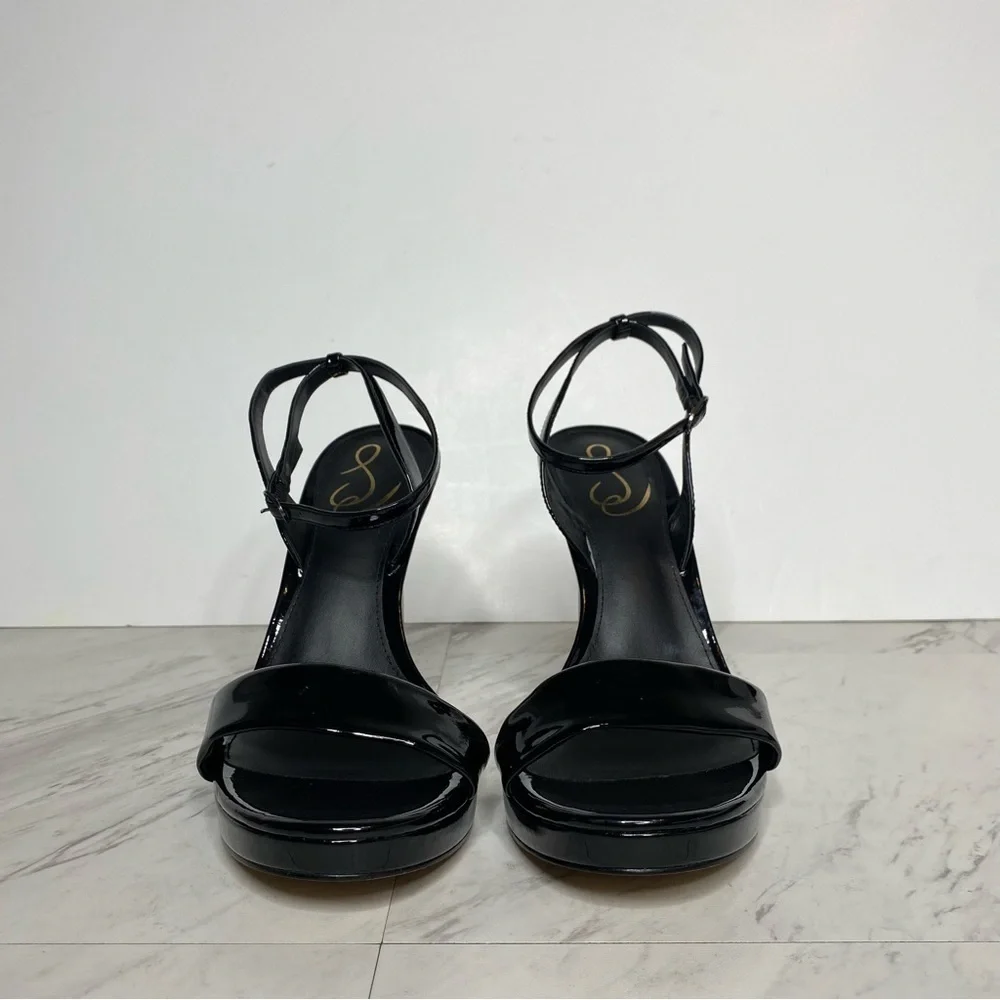 Sam Edelman Jade Black Patent Leather Heeled Sandal 9 1/2 - Picture 2 of 14